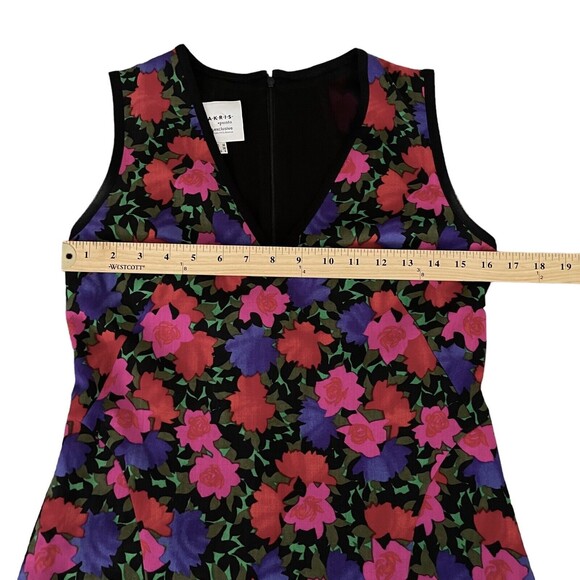 Akris Punto Colorful Wool Silk Floral Dress 6 Fit Flare Sleeveless Designer - Picture 9 of 16